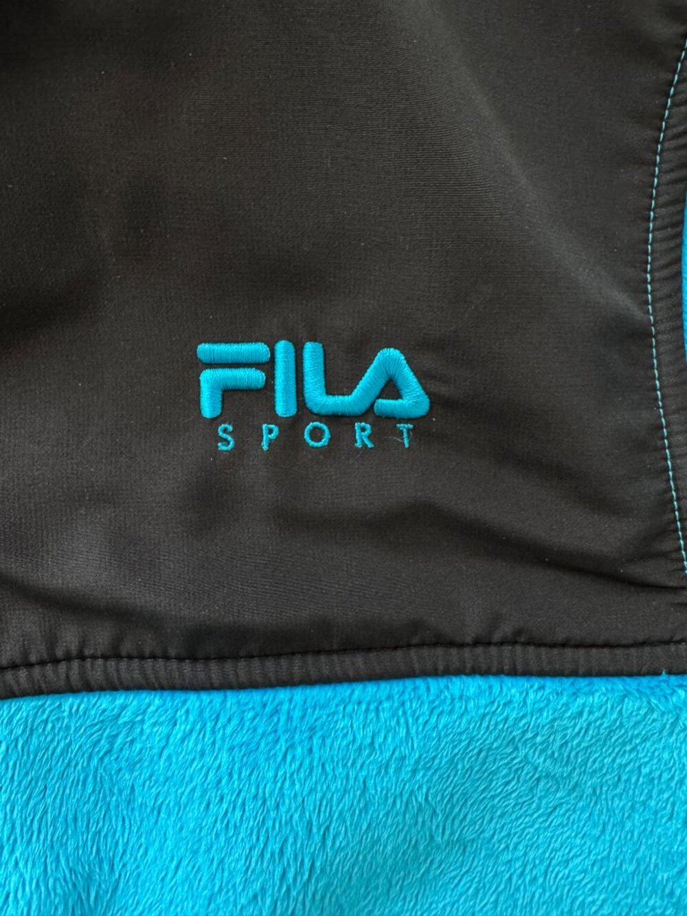Fila Sport Mens  S Blue Black Colorblock Full Zip Fleece Jacket Gorpcore Y2K - Picture 5 of 13